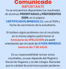 Comunicado alumnas prioritarias y preferentes